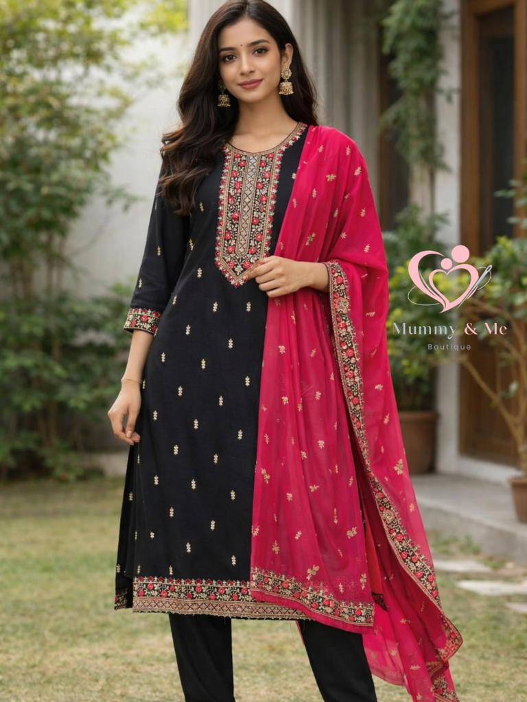 Black Embroidered Kurta
