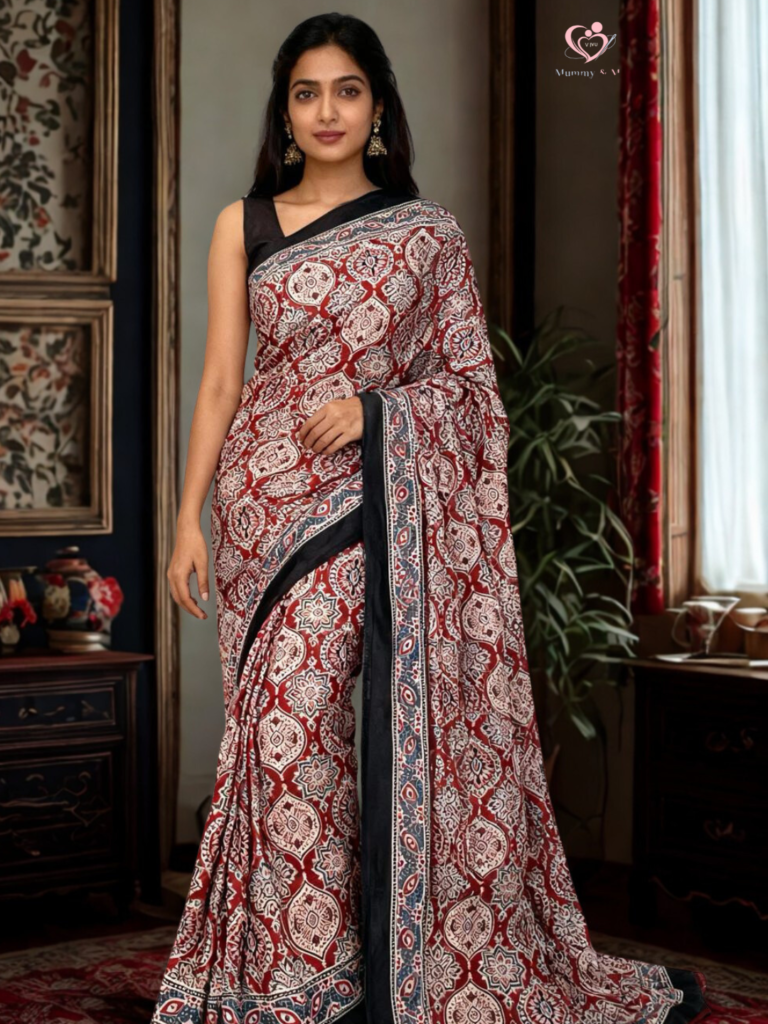 Ajrakh Modal Soft Silk Saree
