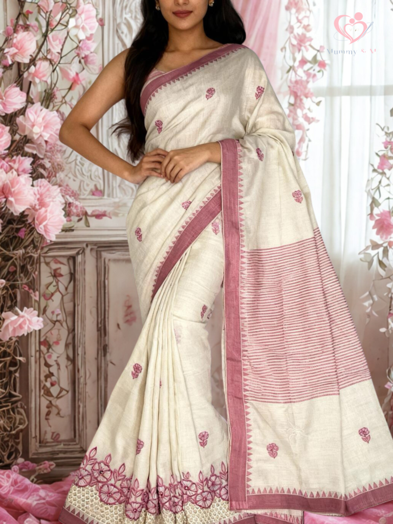 Silk Blend and Pure Cotton with Embroidered saree