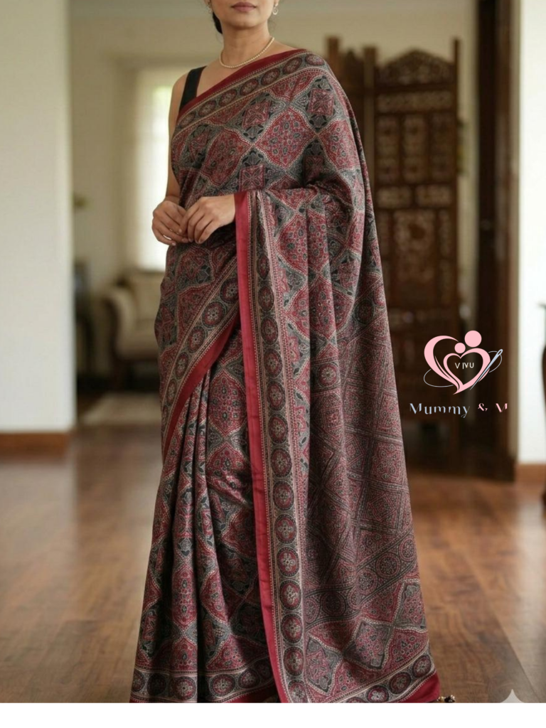 Modal Silk Ajrakh Printed Saree