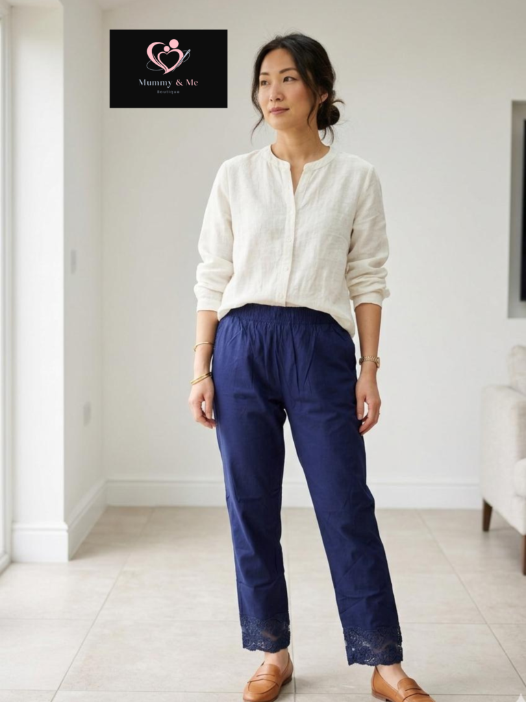 Blue Embroidered Trousers