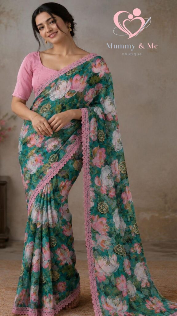Floral Print Chiffon Saree
