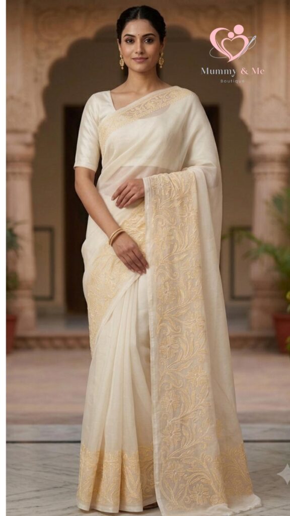 ORGANZA WITH THREAD WORK DESIGN