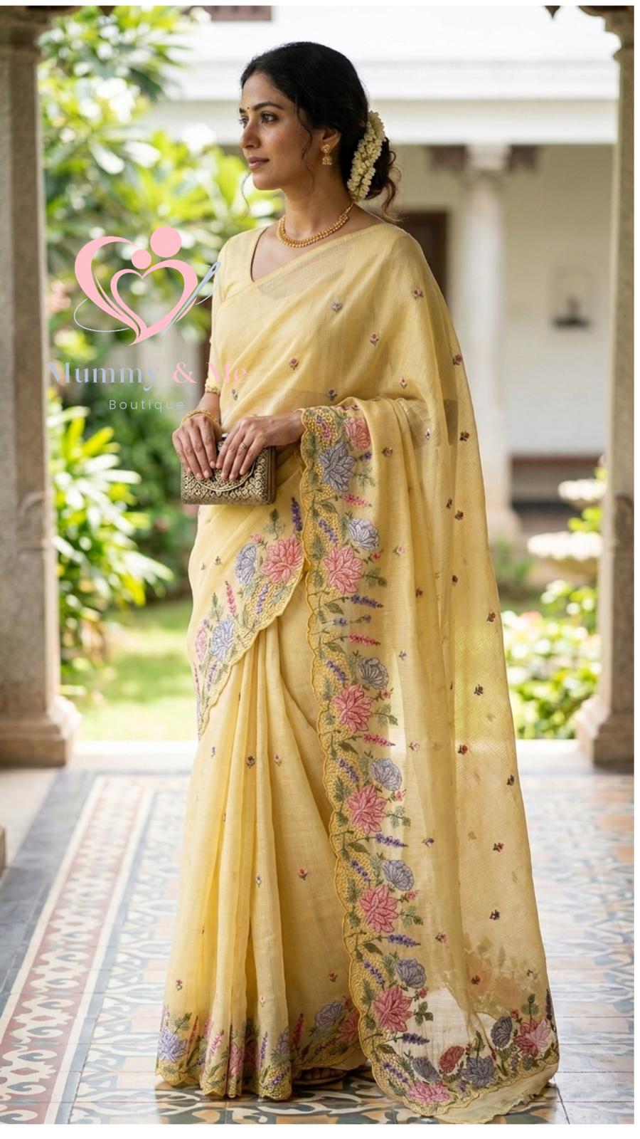 NET COTTA DESIGNER SAREE