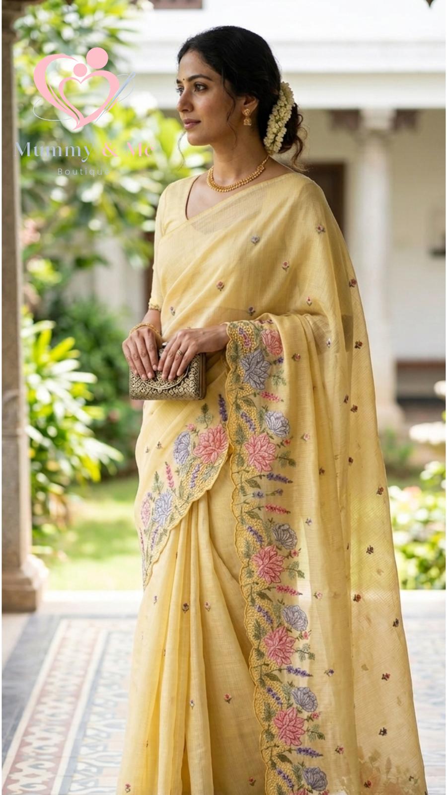 NET COTTA DESIGNER SAREE - Image 3