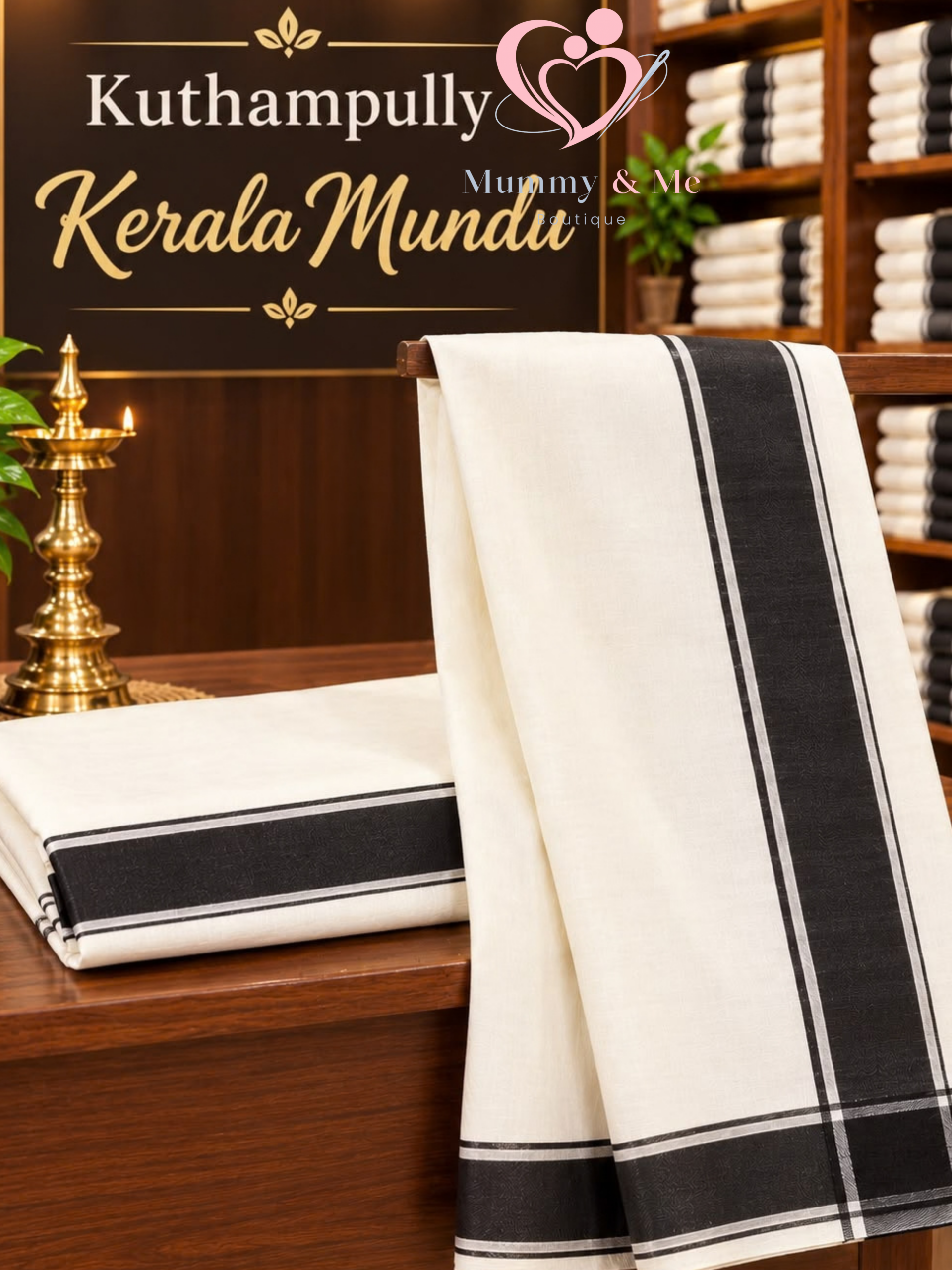 Cream Cotton Kuthampully Kerala Mundu